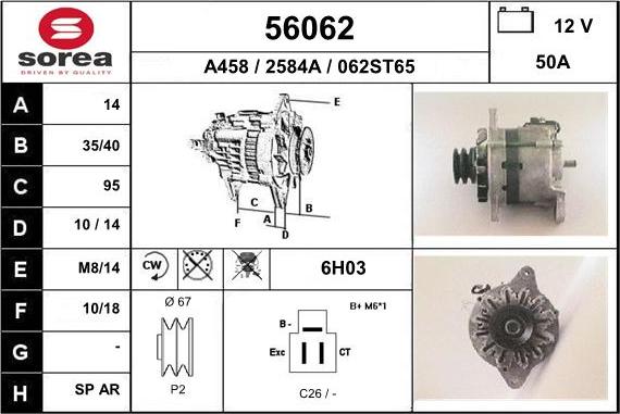 EAI 56062 - Alternator autospares.lv