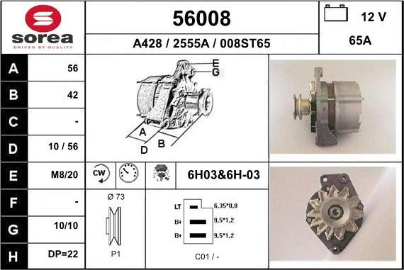 EAI 56008 - Alternator autospares.lv