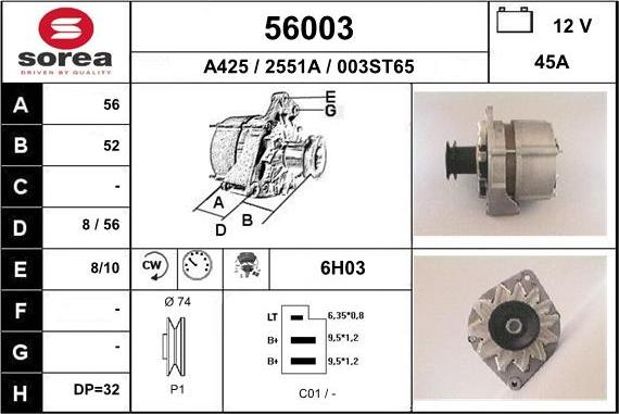 EAI 56003 - Alternator autospares.lv