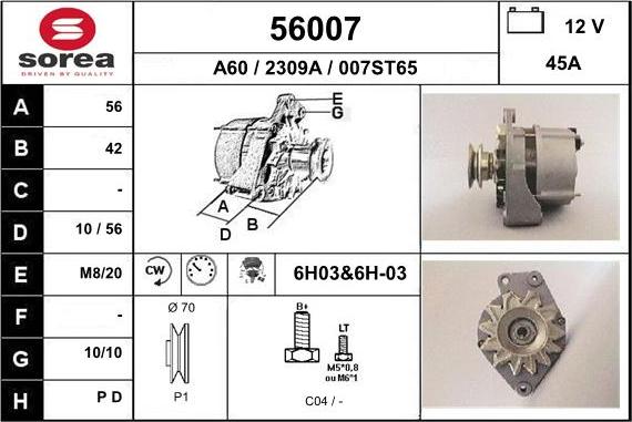 EAI 56007 - Alternator autospares.lv