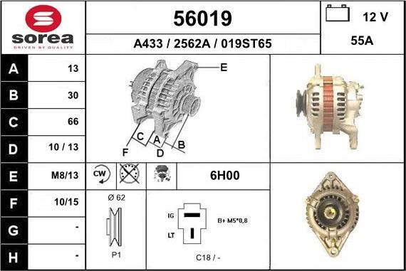 EAI 56019 - Alternator autospares.lv