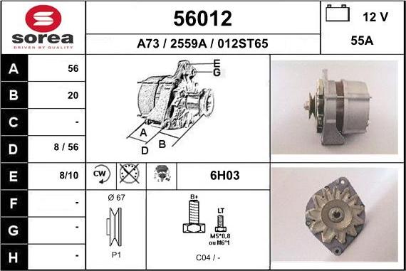 EAI 56012 - Alternator autospares.lv