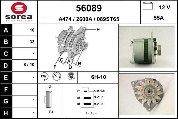 EAI 56089 - Alternator autospares.lv