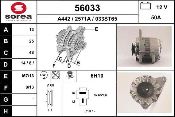 EAI 56033 - Alternator autospares.lv