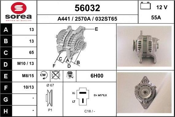 EAI 56032 - Alternator autospares.lv