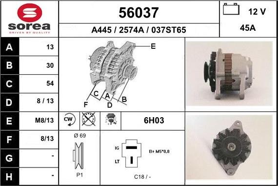 EAI 56037 - Alternator autospares.lv