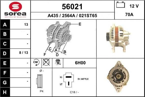 EAI 56021 - Alternator autospares.lv