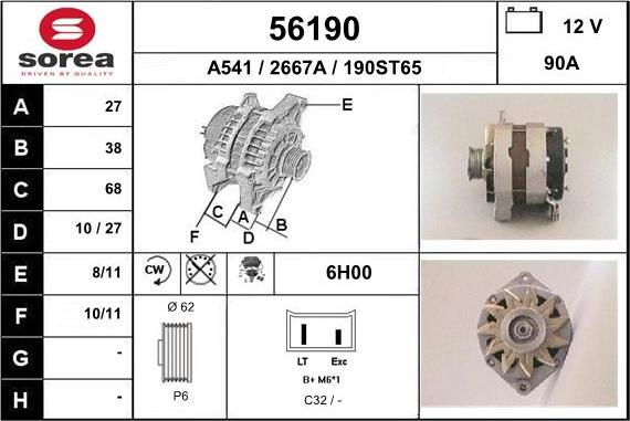 EAI 56190 - Alternator autospares.lv