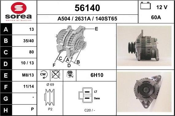 EAI 56140 - Alternator autospares.lv