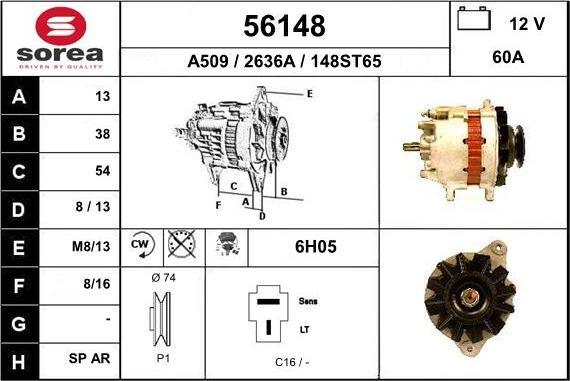 EAI 56148 - Alternator autospares.lv