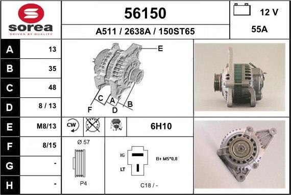 EAI 56150 - Alternator autospares.lv