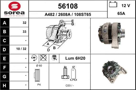 EAI 56108 - Alternator autospares.lv