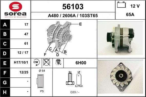 EAI 56103 - Alternator autospares.lv
