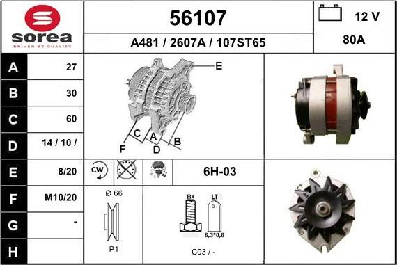EAI 56107 - Alternator autospares.lv