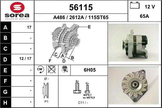 EAI 56115 - Alternator autospares.lv
