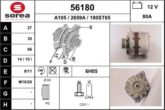 EAI 56180 - Alternator autospares.lv