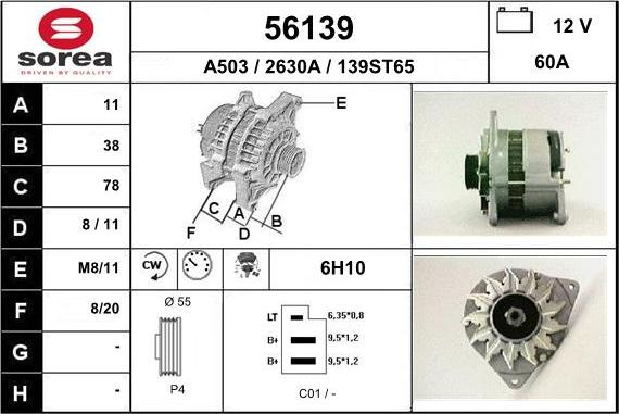 EAI 56139 - Alternator autospares.lv