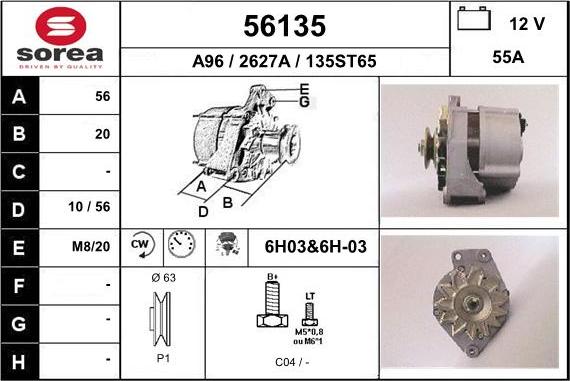 EAI 56135 - Alternator autospares.lv