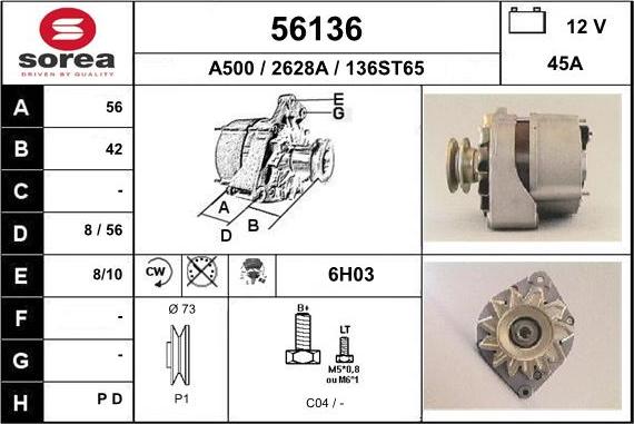 EAI 56136 - Alternator autospares.lv