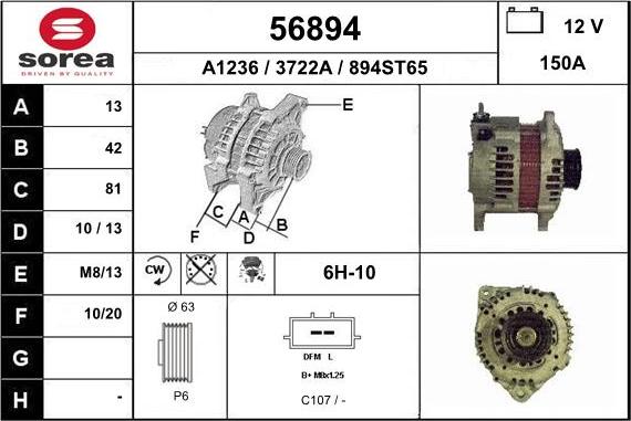 EAI 56894 - Alternator autospares.lv