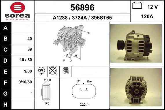 EAI 56896 - Alternator autospares.lv