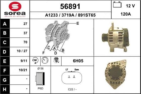 EAI 56891 - Alternator autospares.lv