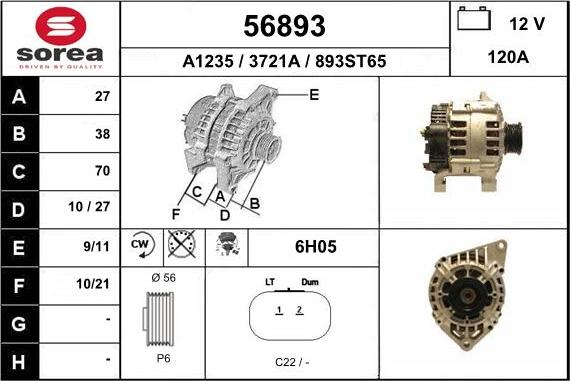 EAI 56893 - Alternator autospares.lv