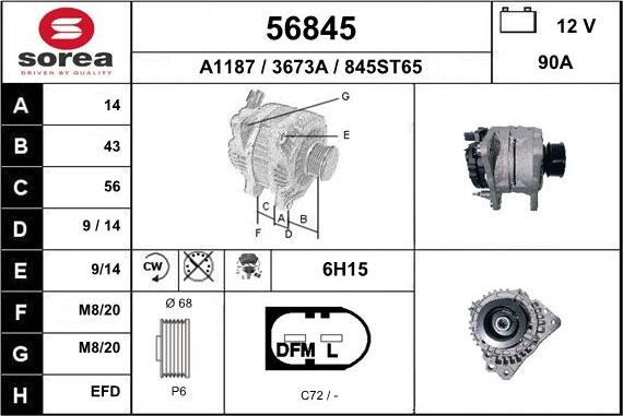 EAI 56845 - Alternator autospares.lv