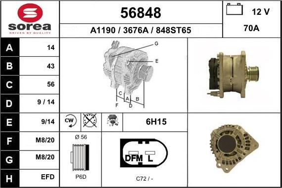 EAI 56848 - Alternator autospares.lv