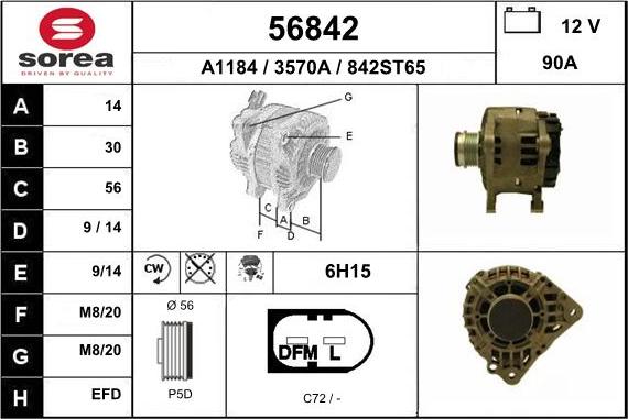 EAI 56842 - Alternator autospares.lv