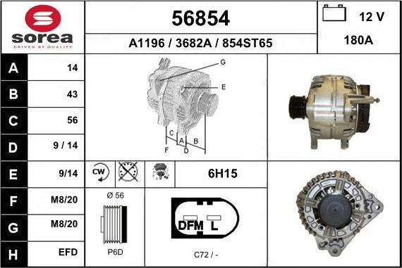 EAI 56854 - Alternator autospares.lv