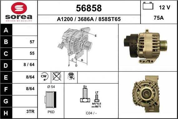 EAI 56858 - Alternator autospares.lv