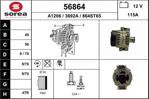 EAI 56864 - Alternator autospares.lv