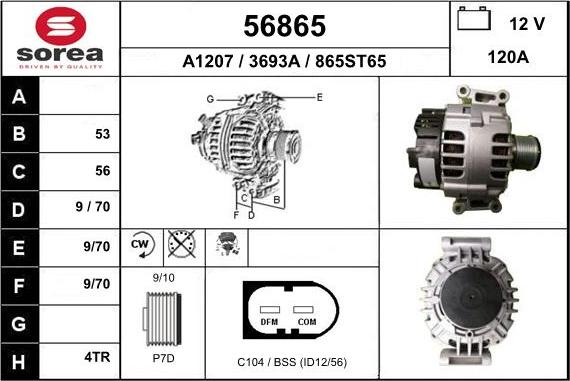 EAI 56865 - Alternator autospares.lv