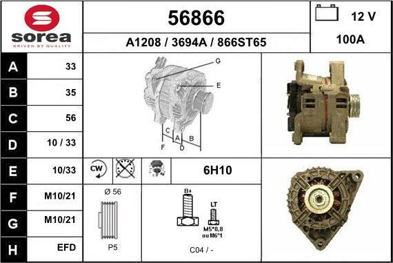 EAI 56866 - Alternator autospares.lv