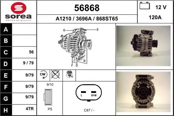 EAI 56868 - Alternator autospares.lv