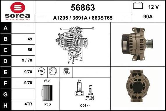 EAI 56863 - Alternator autospares.lv