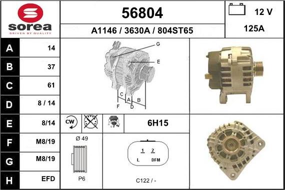 EAI 56804 - Alternator autospares.lv