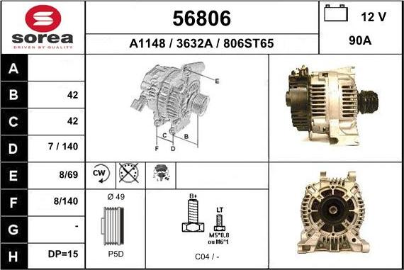 EAI 56806 - Alternator autospares.lv
