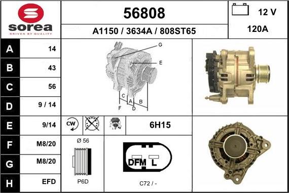 EAI 56808 - Alternator autospares.lv