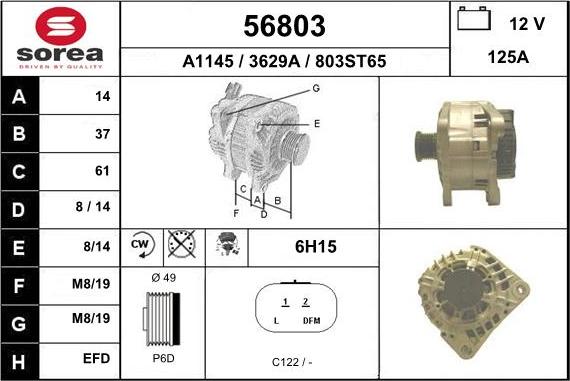 EAI 56803 - Alternator autospares.lv