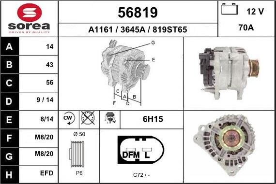EAI 56819 - Alternator autospares.lv