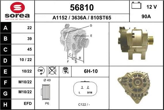 EAI 56810 - Alternator autospares.lv