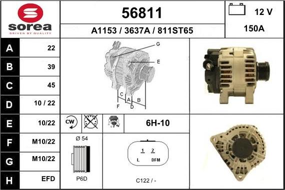 EAI 56811 - Alternator autospares.lv