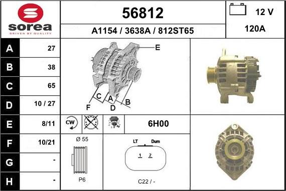 EAI 56812 - Alternator autospares.lv