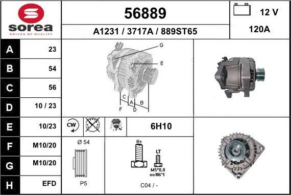 EAI 56889 - Alternator autospares.lv