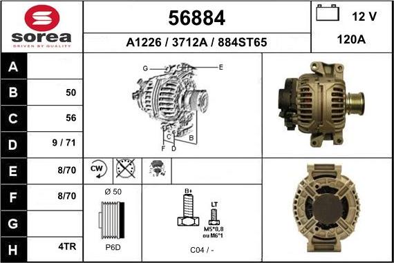 EAI 56884 - Alternator autospares.lv