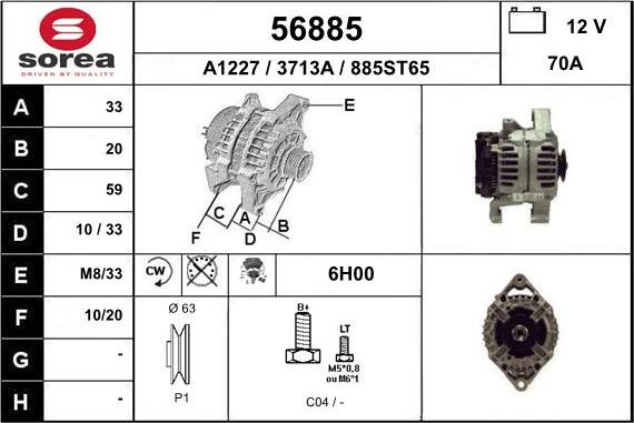 EAI 56885 - Alternator autospares.lv