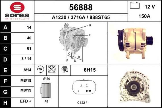 EAI 56888 - Alternator autospares.lv