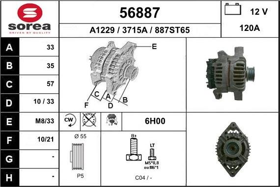 EAI 56887 - Alternator autospares.lv